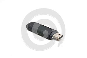 Black usb flash drive isolated on the white background