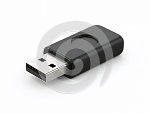 Black usb 3.0 flash drive isolated on white background.
