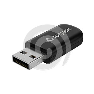 Black USB Flash Drive Isolated on White Background