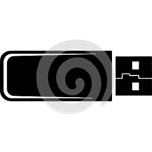 Black USB flash drive with USBA connector isolated on transparent background