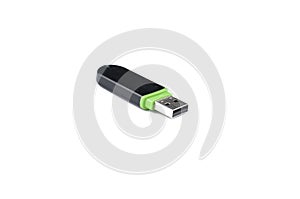 Black usb flash memory isolated on white background.Copy space