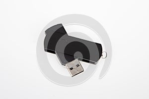 Black usb key flash drive mockup open on white background