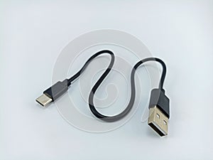 black usb type c data cable on white background