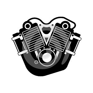 Black V twin engine illustration motor mechanical