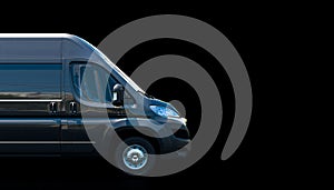 Black van on a dark background