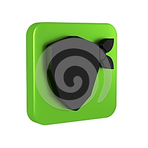 Black Vandal icon isolated on transparent background. Green square button.