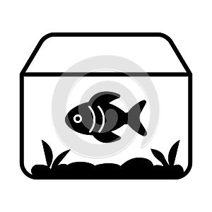 black vector aquarium icon on white background