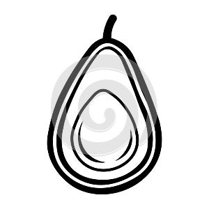 black vector avocado icon on white background