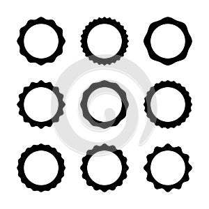 Black vector blank wavy edge circle stickers