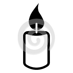 black vector candle icon on white background