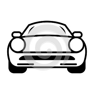 black vector car front icon on white background