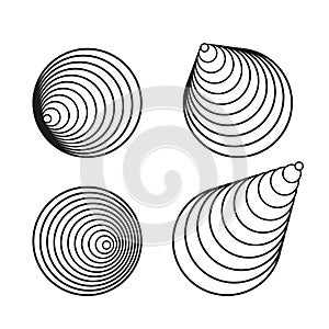 Black vector circle spiral creative design elements collection