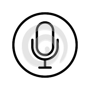 Black vector clipart illustration micro. The sign is a microphone icon in a circle on a white isolated background