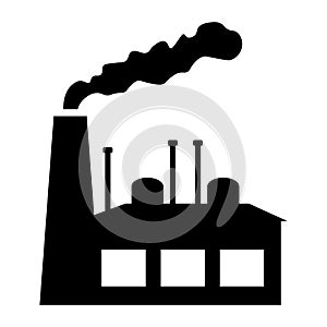 black vector factory icon on white background