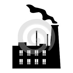 black vector factory icon on white background