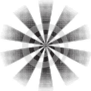 Black vector fading starburst made of halftone dots