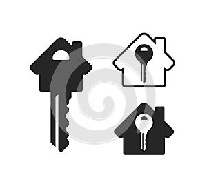 Black vector house shaped key icon set