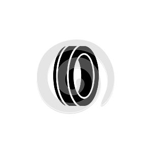Black vector icon of a car tire