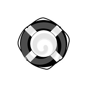 Black vector icon, flat design Lifebuoy