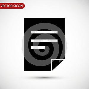 Black vector icon representing a document on a white background