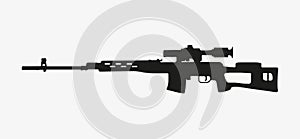 A black vector icon of SVD Dragunov sniper rifle