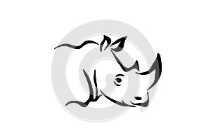 Black vector illustration of rhinoceros