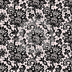 Black Vector Lace. Seamless Pattern.