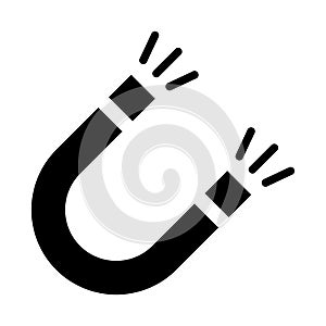 black vector magnet icon on white background
