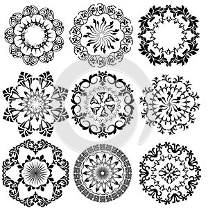 Black vector mandals