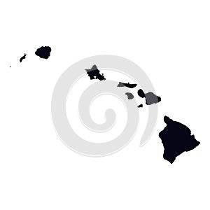 Black vector map of hawaii state isolated on white