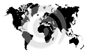 Black vector map of the world.