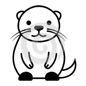 black vector otter icon on white background