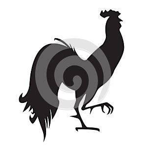 Black vector rooster on white background.