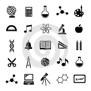 Black vector school icons set