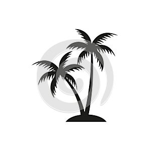 Black vector single palm tree silhouette icon.