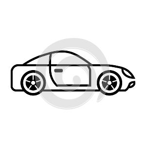 black vector sports car icon on white background