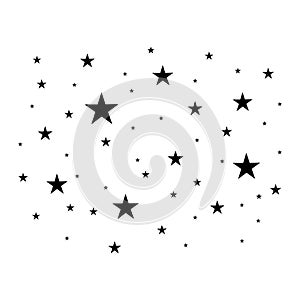 Black vector starsbackground. Minimal sparkles isolated on white.