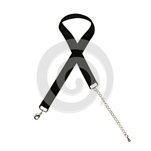 Black velvet ribbon around the neck isolated on white background