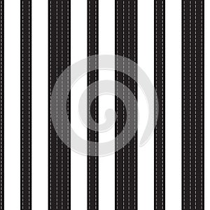 Black vertical striped and white dashed line inside pattern back