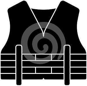 black vest silhouette or flat jacket illustration of safety logo life for construction with protection icon and equipment shape