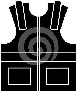 black vest silhouette or flat jacket illustration of safety logo life for construction with protection icon and equipment shape