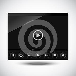 Black video player. Vector illustration.