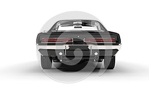 Black vintage muscle car - back view