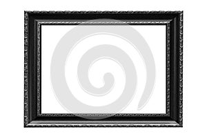 Black vintage picture frame isolated on white background.