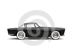 Black vintage sports car with white wall tires - side view