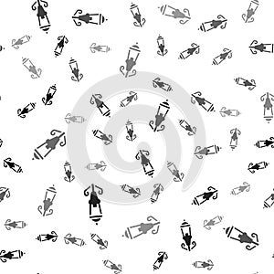 Black Vintage street light icon isolated seamless pattern on white background. Vector