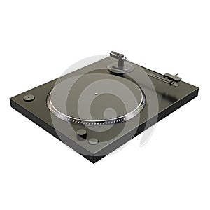 Black vinyl player dj turntable isolated on white background