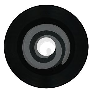 Black vinyl record with blank label isolated over white