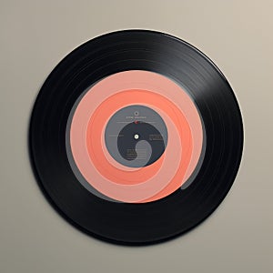 Black Vinyl Record Cover With Orange Colored Disc - Photobashing Style