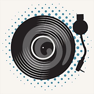 Black vinyl record disc flat concept vector illustration